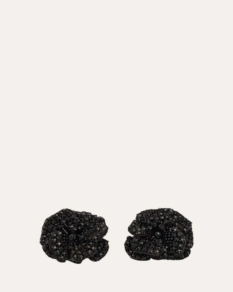 Bejewled Fabric Flower Earrings